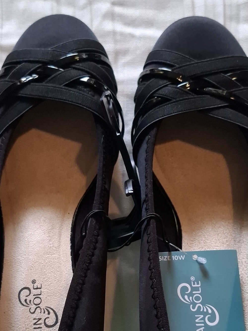 White Mountain Black Crisscross Ankle Strap Flats